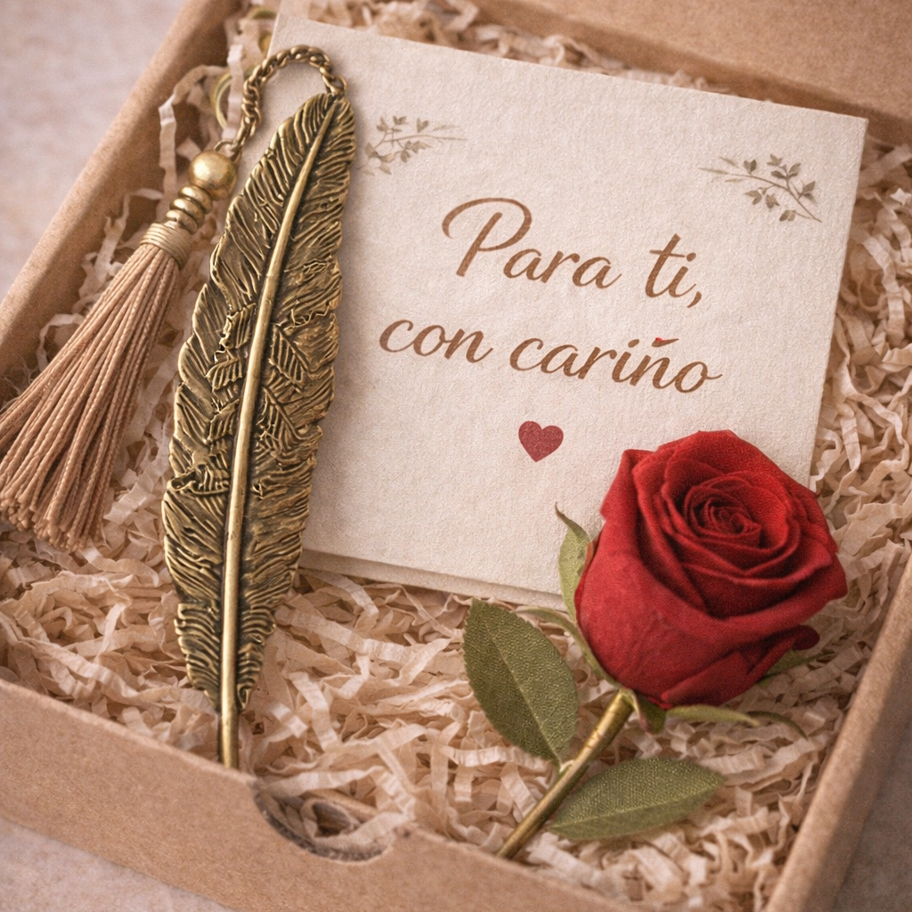 Pack Regalo Día del Libro – Detalle Elegante con Rosa y Marcapáginas